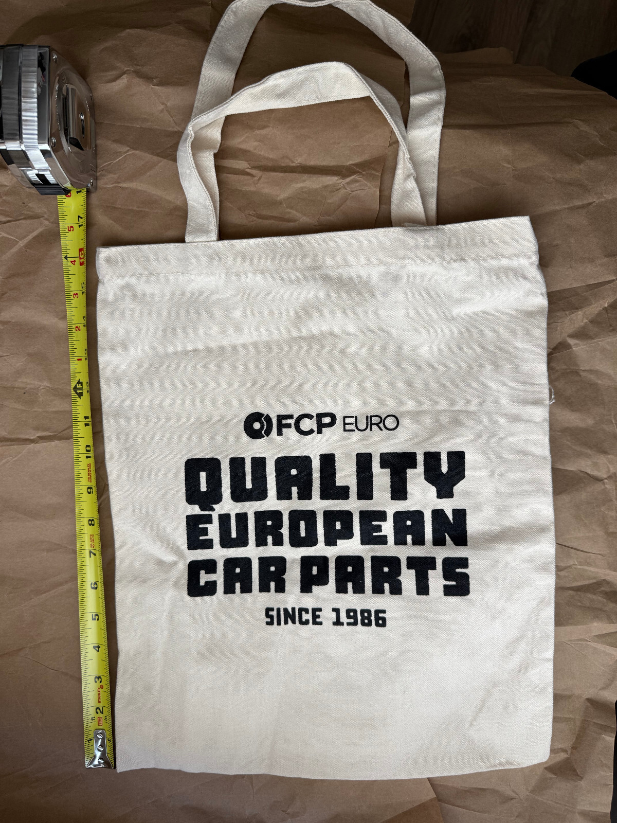 FCP Euro cotton canvas reusable shopping bag, 16″ x 13″, NEW