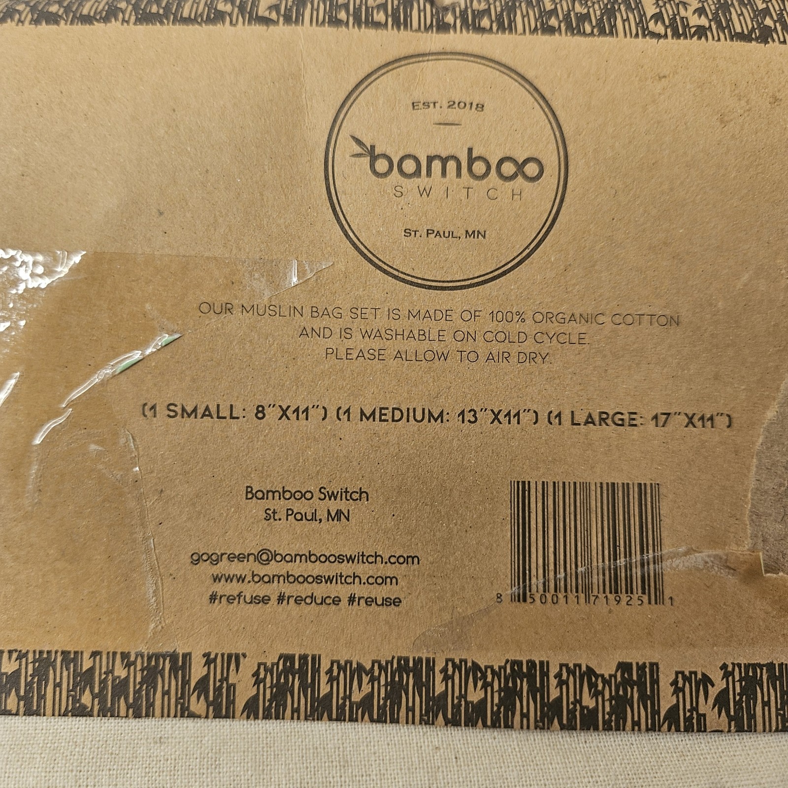 Bamboo Switch Organic Cotton Muslin Bags Large Medium Small Reusable Vegetables