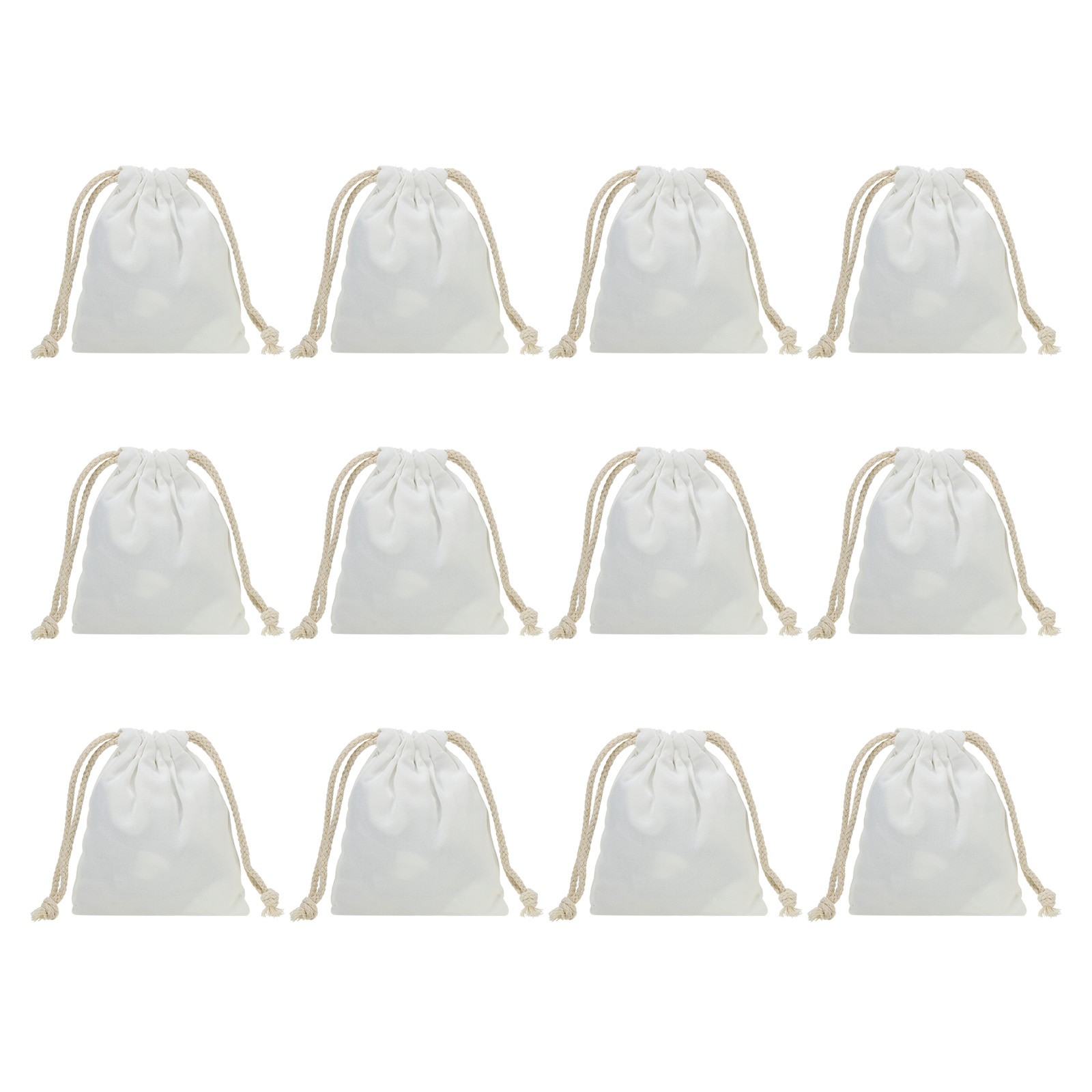 12pcs Polyester Cotton Reusable Drawstring Bags, 5×6″ Dust Bags, White