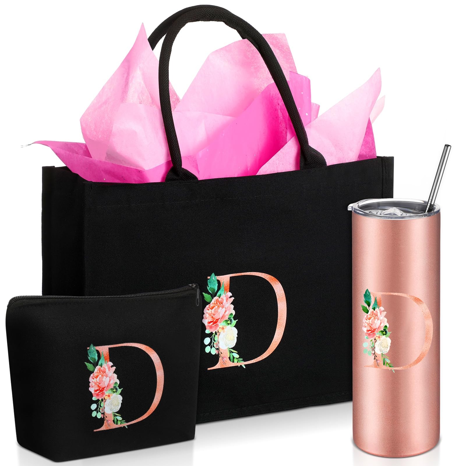 Huhumy Initial 15.8″ x 12.2″ 5.12″ (Tote Bag), 20oz (Tumbler), Multi Colors