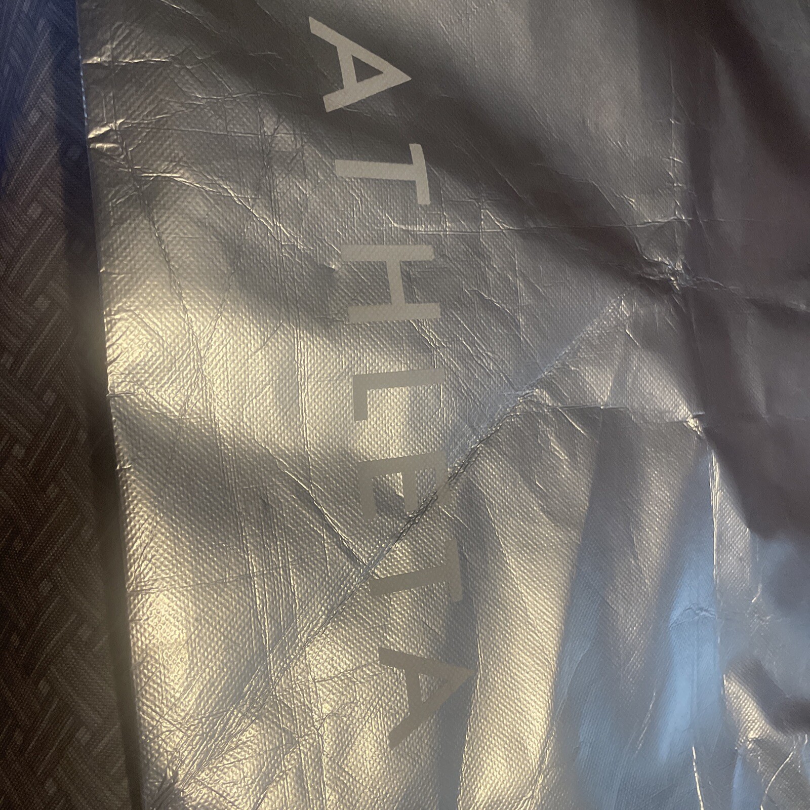 Athleta Silver Large Handle Durable Reusable Shopping Bag Gift