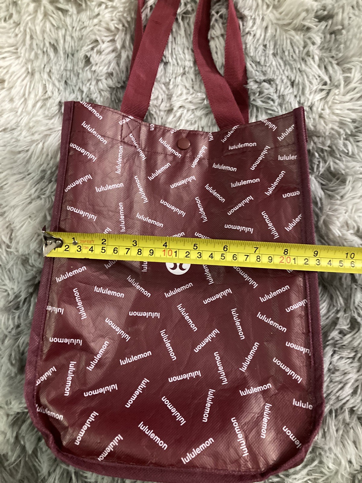 Lululemon Reusable Bag Burgundy Maroon Snap Closure