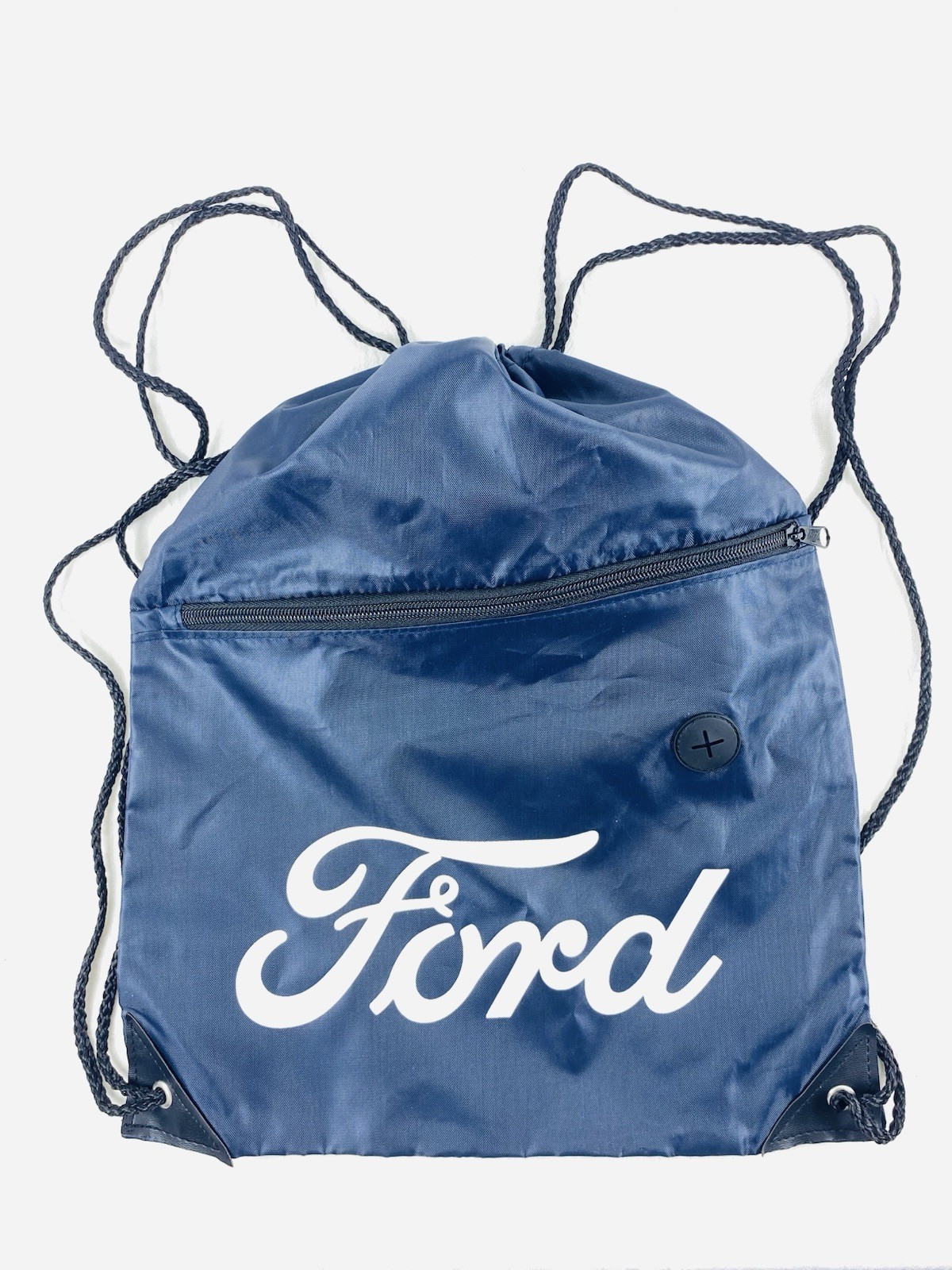 Ford Motor Co Promo Advertising Drawstring Bag Backpack w/ Pocket 13″x17″ NAVY