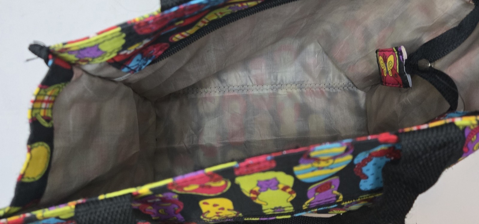 Black Flip Flop Printed Coin Pouch 12.5x12in Multi-Purpose Zip Up Tote Bag