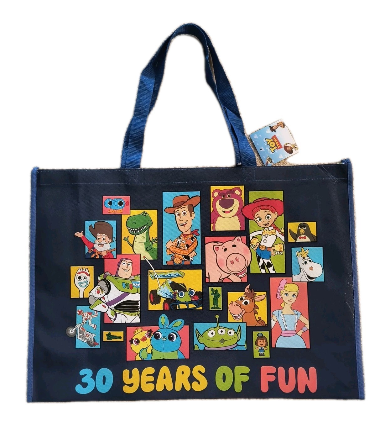 TOY STORY 30 YEARS OF FUN Blue XL Reusable Tote/Shopping/Gift Bag New Free Ship!