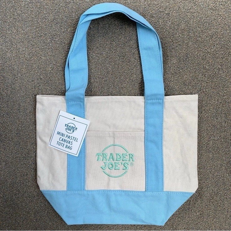 Trader Joes Mini Pastel Canvas Tote Bag Set Of 4 Colors Green Pink Purple Blue