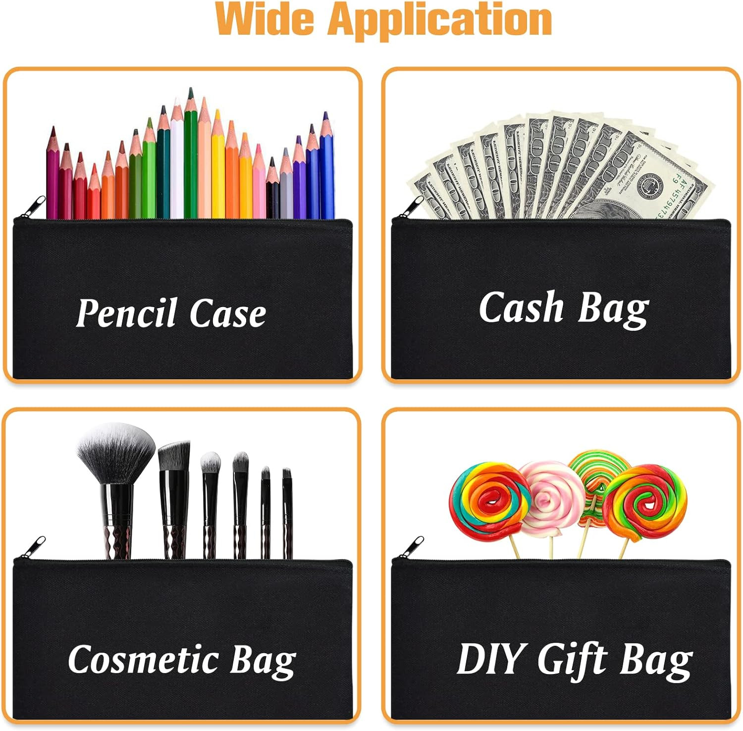 Canvas Zipper Pouch Bulk – 8.3 X 5 Inches Cotton Canvas Pouches with Zipper, Can