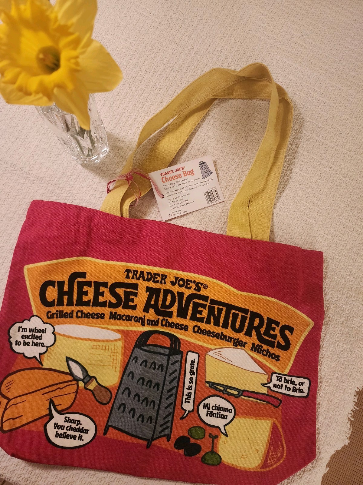 Trader Joe’s Foldable Canvas Pop Art Cheese Reusable Shopping Bag (Set of 2)