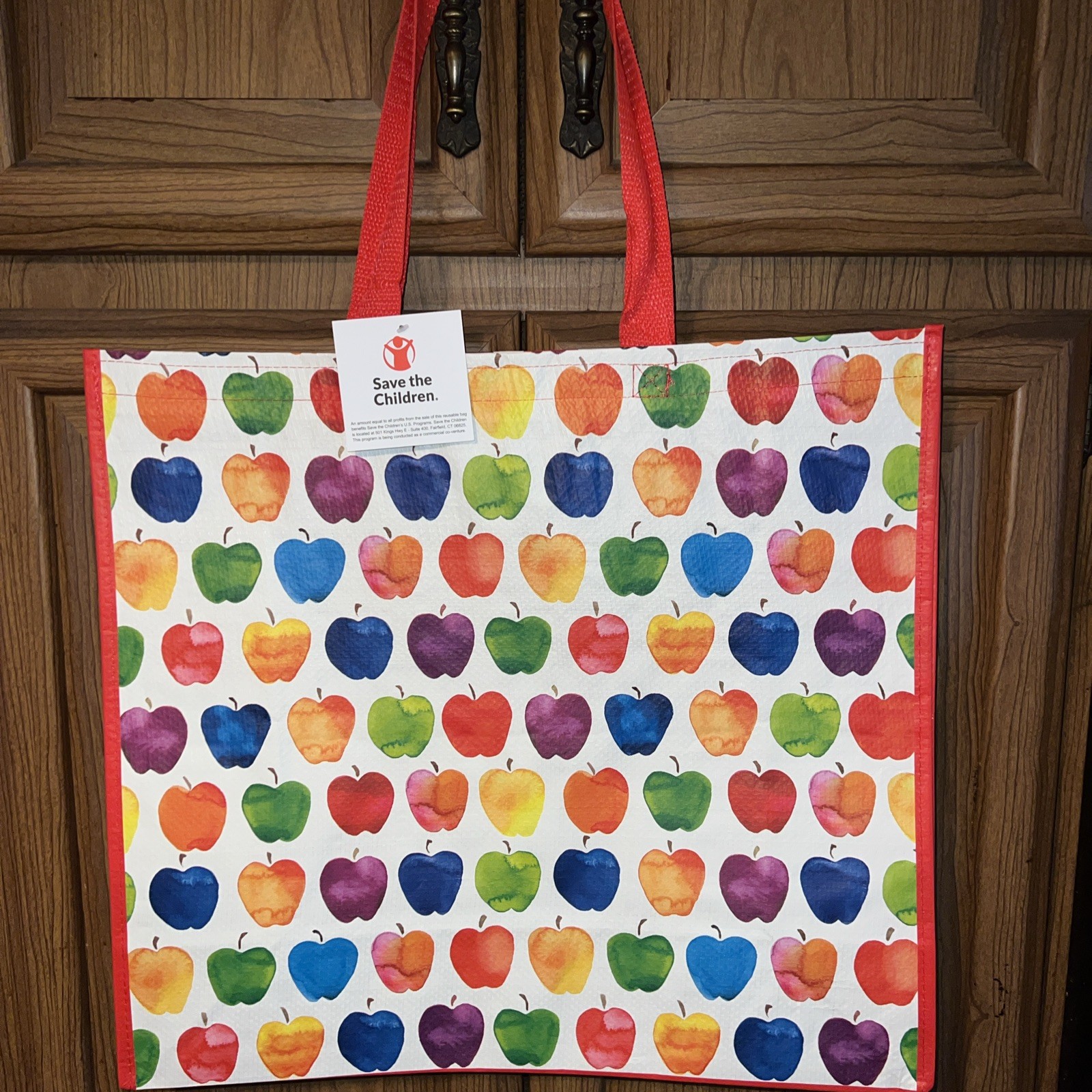 TJX Large Shopping Tote Bag COLORFUL 🍏Apples 🍎 Reusable Eco Friendly NEW NWT