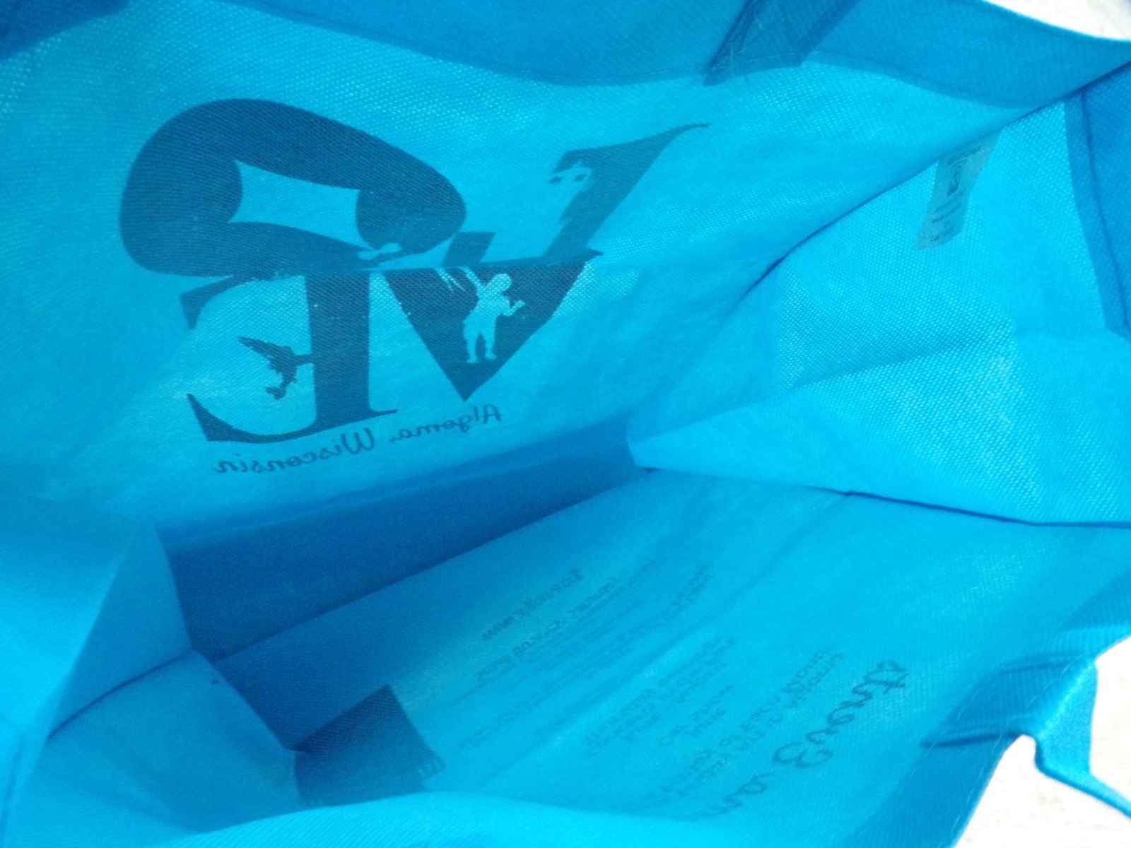 LOVE ALGOMA WISCONSIN BLUE TOTE SHOPPING GROCERY BAG REUSABLE 13 x 5 x 13 TALL