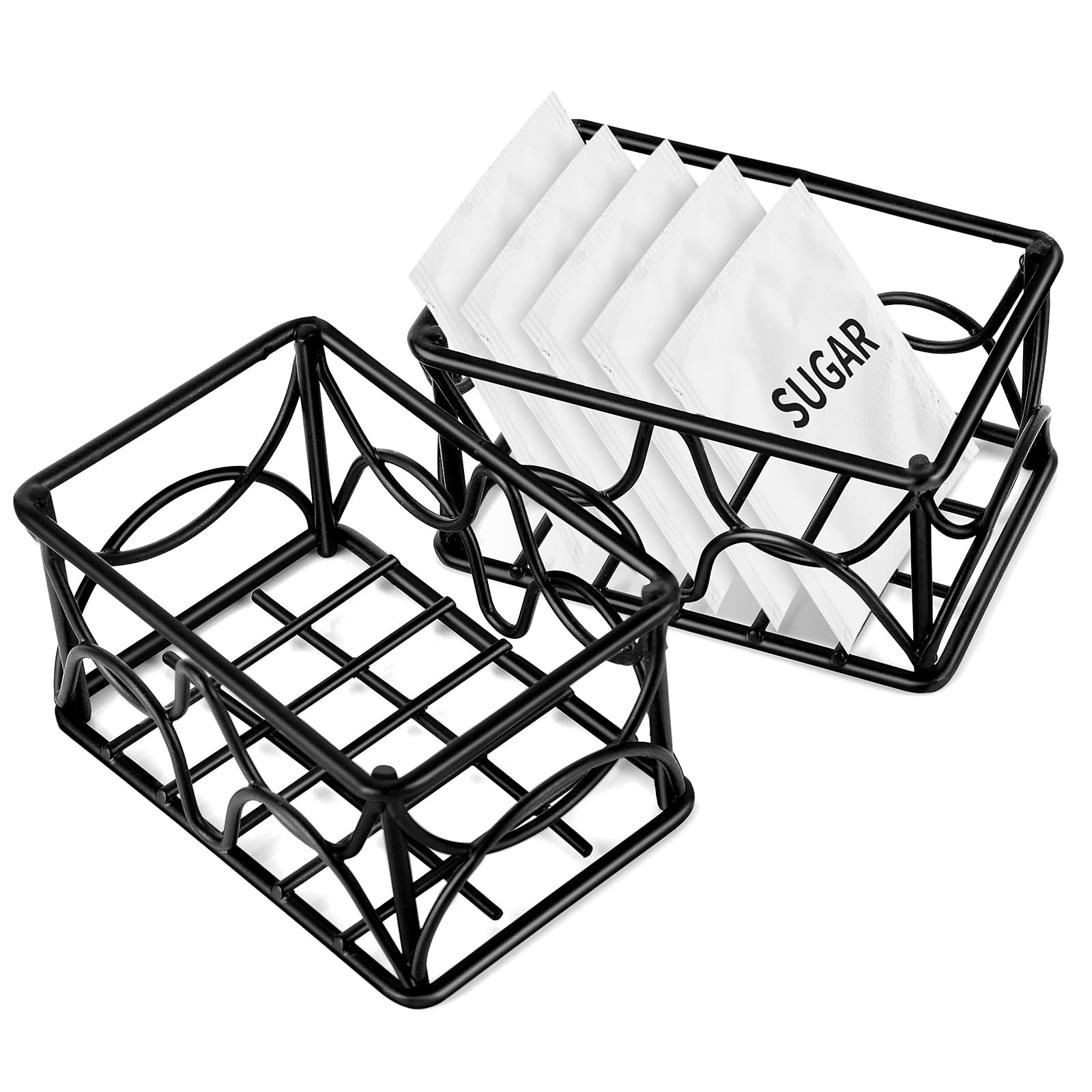 DLUGOPIS 2 Pieces Black Metal Sugar Packet Holder Tea Bag 2 pcs,