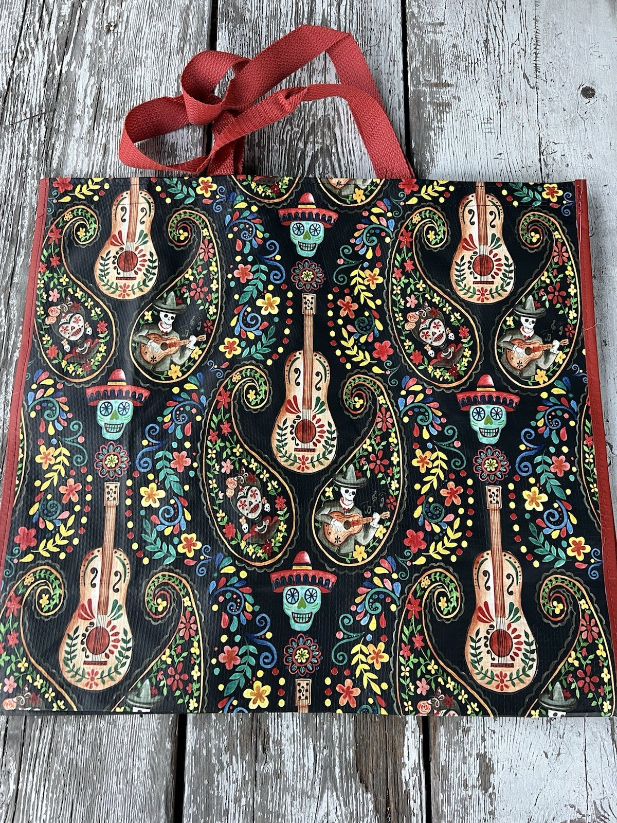 TJ MAXX Sugar Skulls Dia De Los Muertos Large Reusable Shopping Bag Eco Friendly