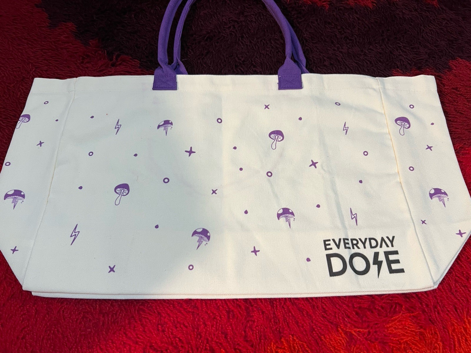 Everyday Dose Cotton Canvas Bag Reusable Mushroom Oversized 20″x 13″ Tote