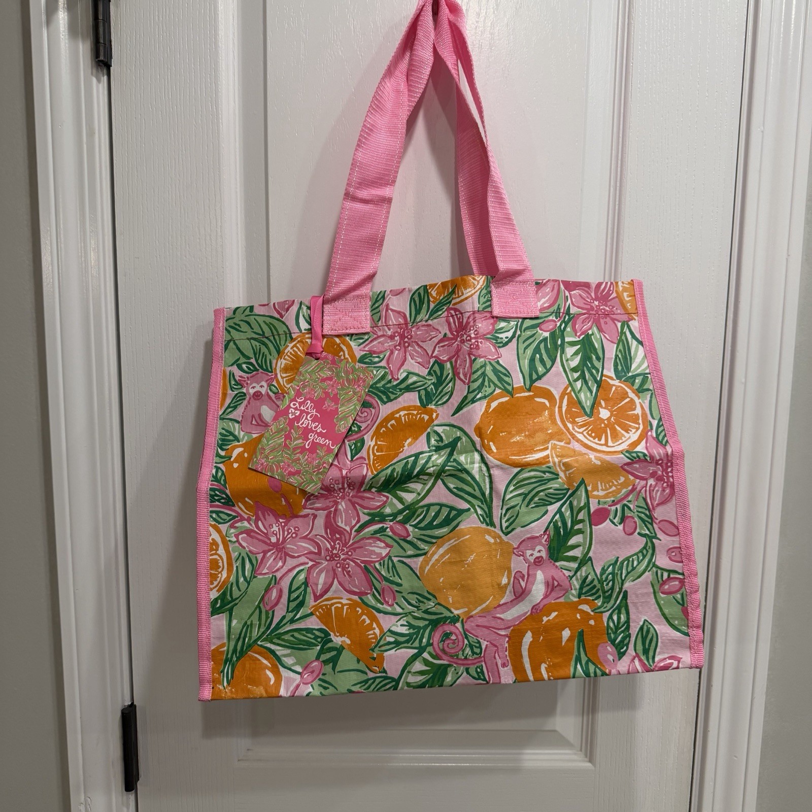 NWT Lilly Pulitzer Market Tote Bag Red Right Return Reusable Sailboats Preppy