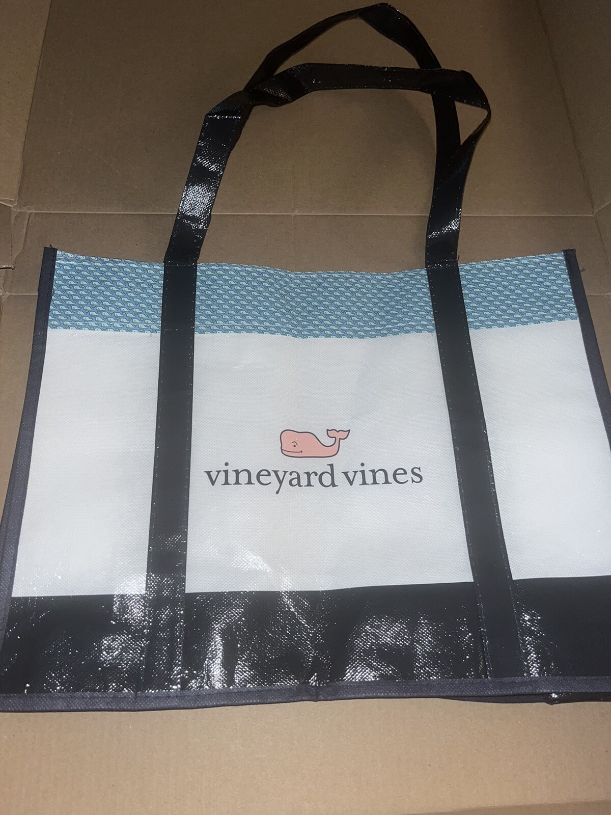 VINEYARD VINES Whale Logo Reusable Plastic Tote Shopping Bag 12 X 16 inches New