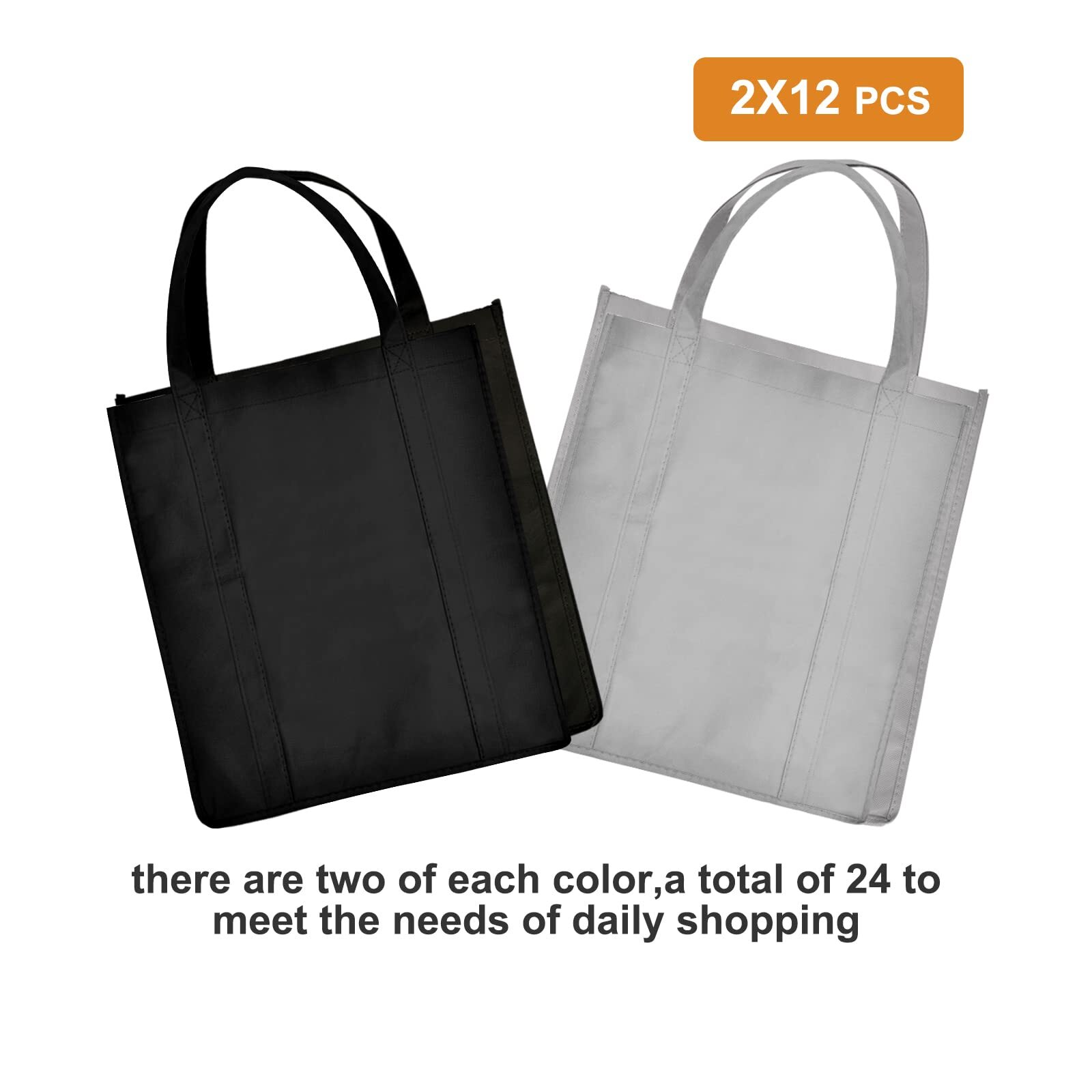 24 Pack Reusable Grocery Bags Large Washable Foldable Shopping Tote Heavy Duty