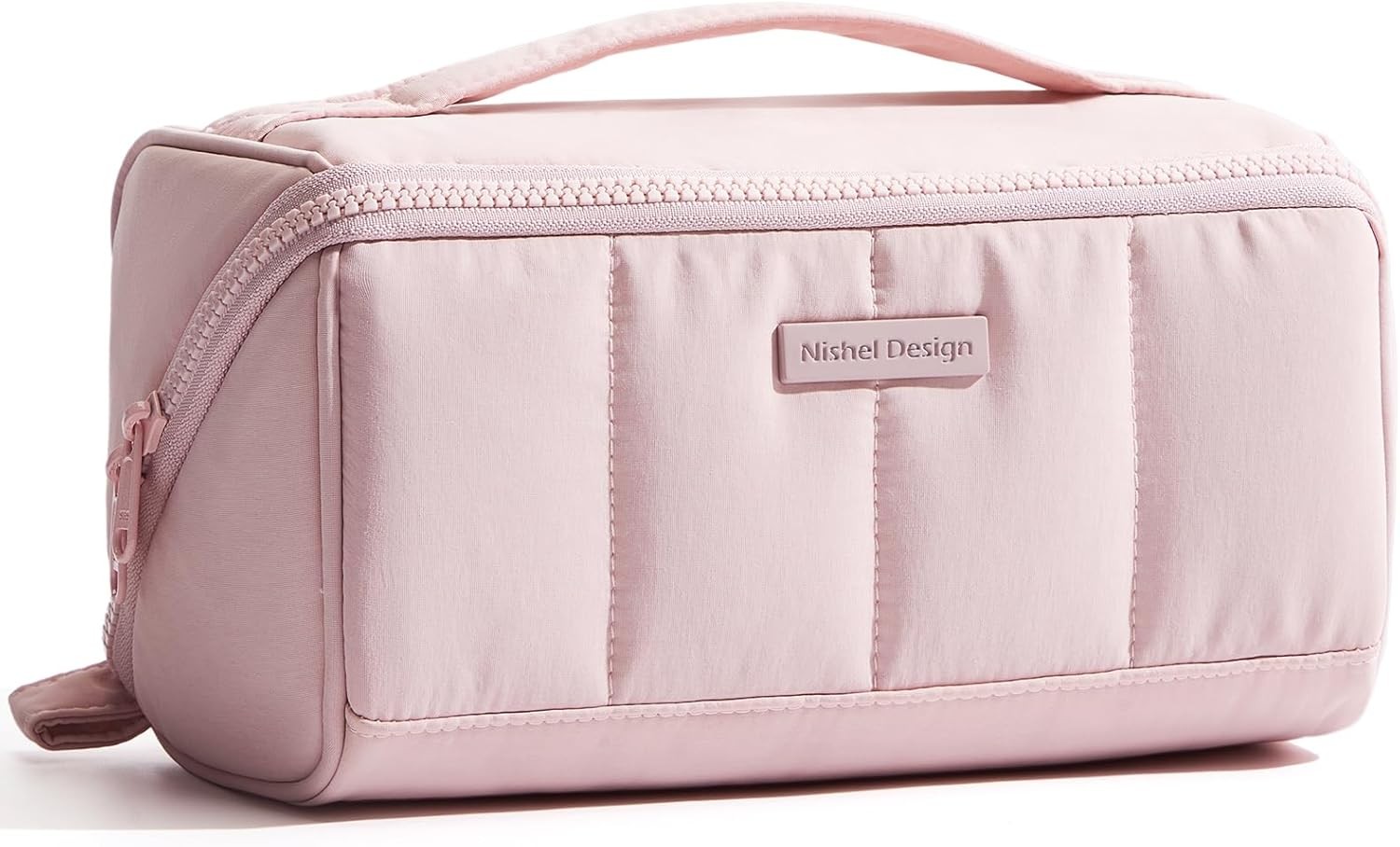Travel Makeup Bag Women Fluffy & Lightweight Open Flat Cosmetic Organizer W/