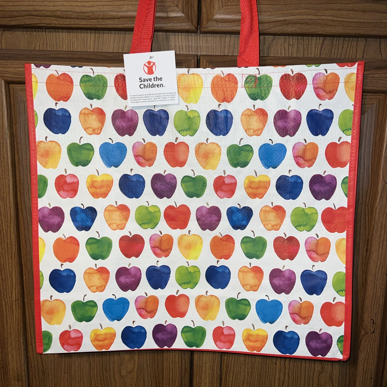 TJX Large Shopping Tote Bag COLORFUL 🍏Apples 🍎 Reusable Eco Friendly NEW NWT