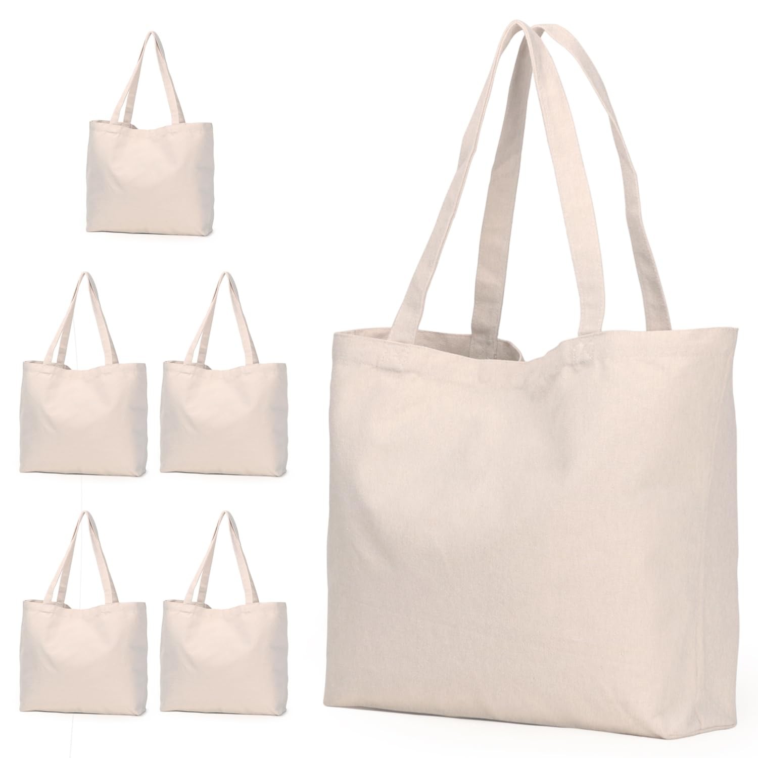 Canvas Tote Bags, 6PCS 17x14x3.9” Heavy Duty Canvas Bags with Reforce Handle…