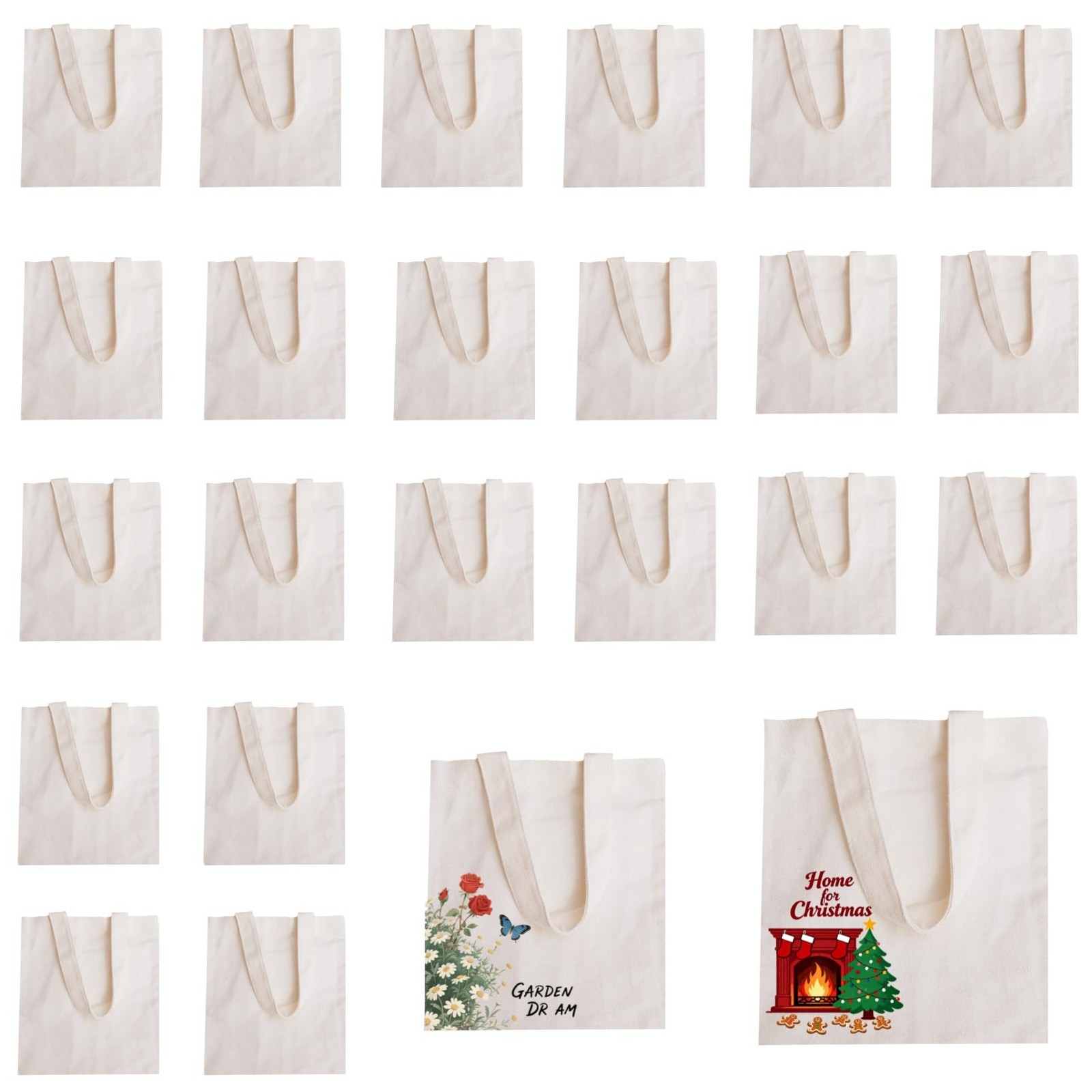 24 Pcs Small Canvas Tote Bags – 8×8.7 Inch Mini Craft Bags, Bulk Sublimation …