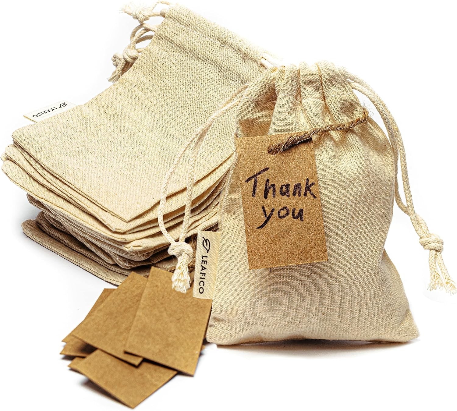 Elegant Reusable Cotton Gift Bags – X-Small 3×4 – 25 Pack Drawstring Pouches