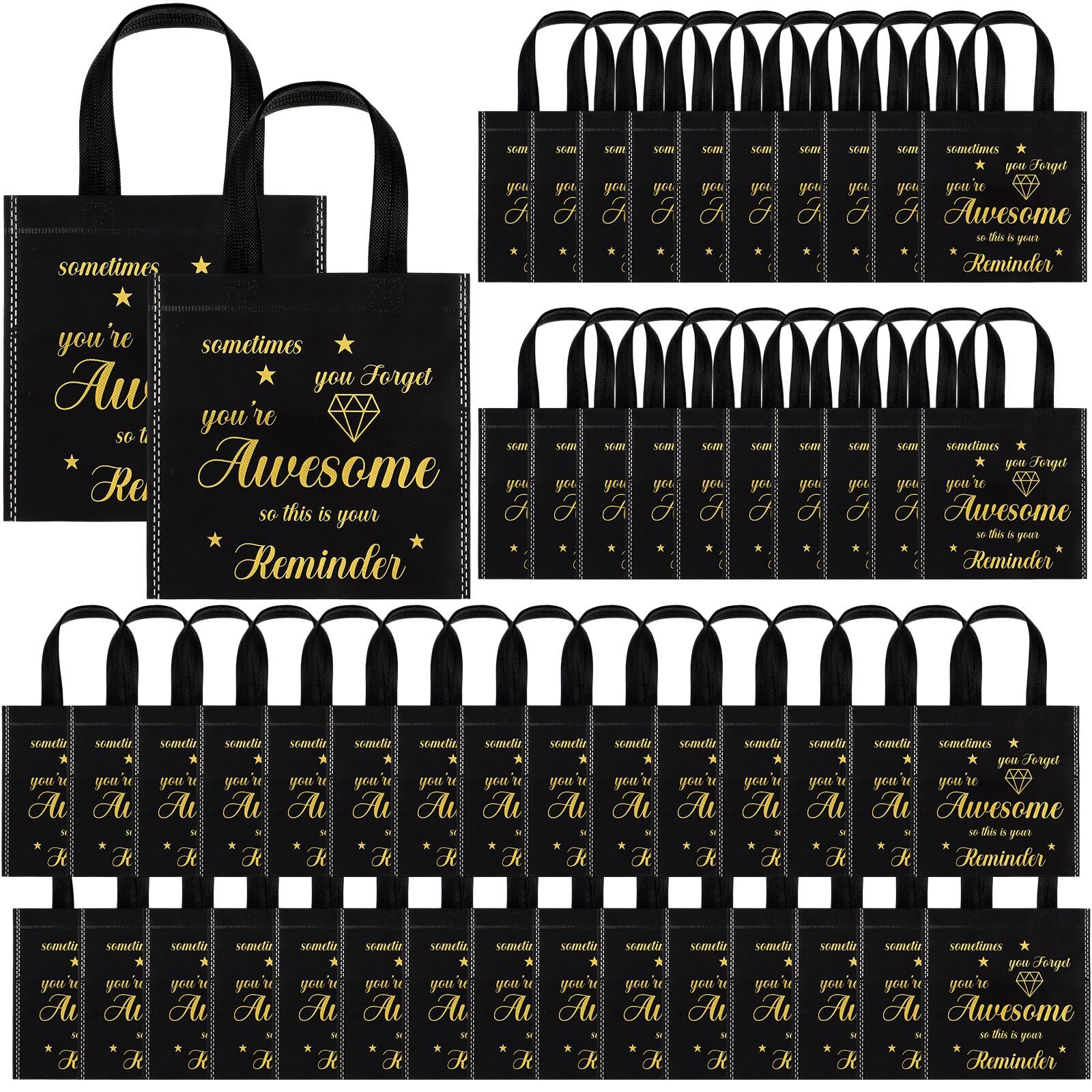 50 Pcs Thank You Gift Bags with Handles Bulk Reusable Non Woven Appreciation …