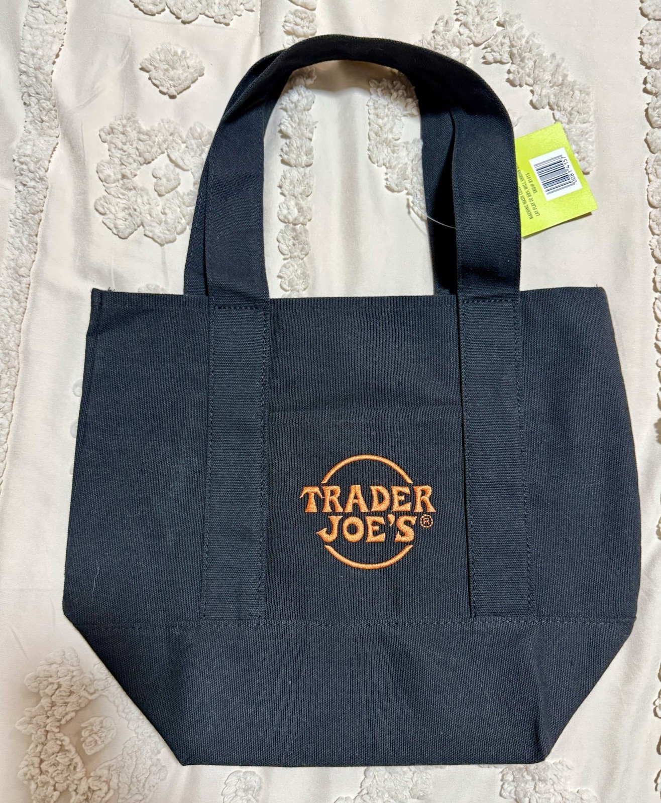 New Halloween Trader Joe’s Canvas Mini Tote Bag Set 2-Pack Purple/Black 12x9x6″