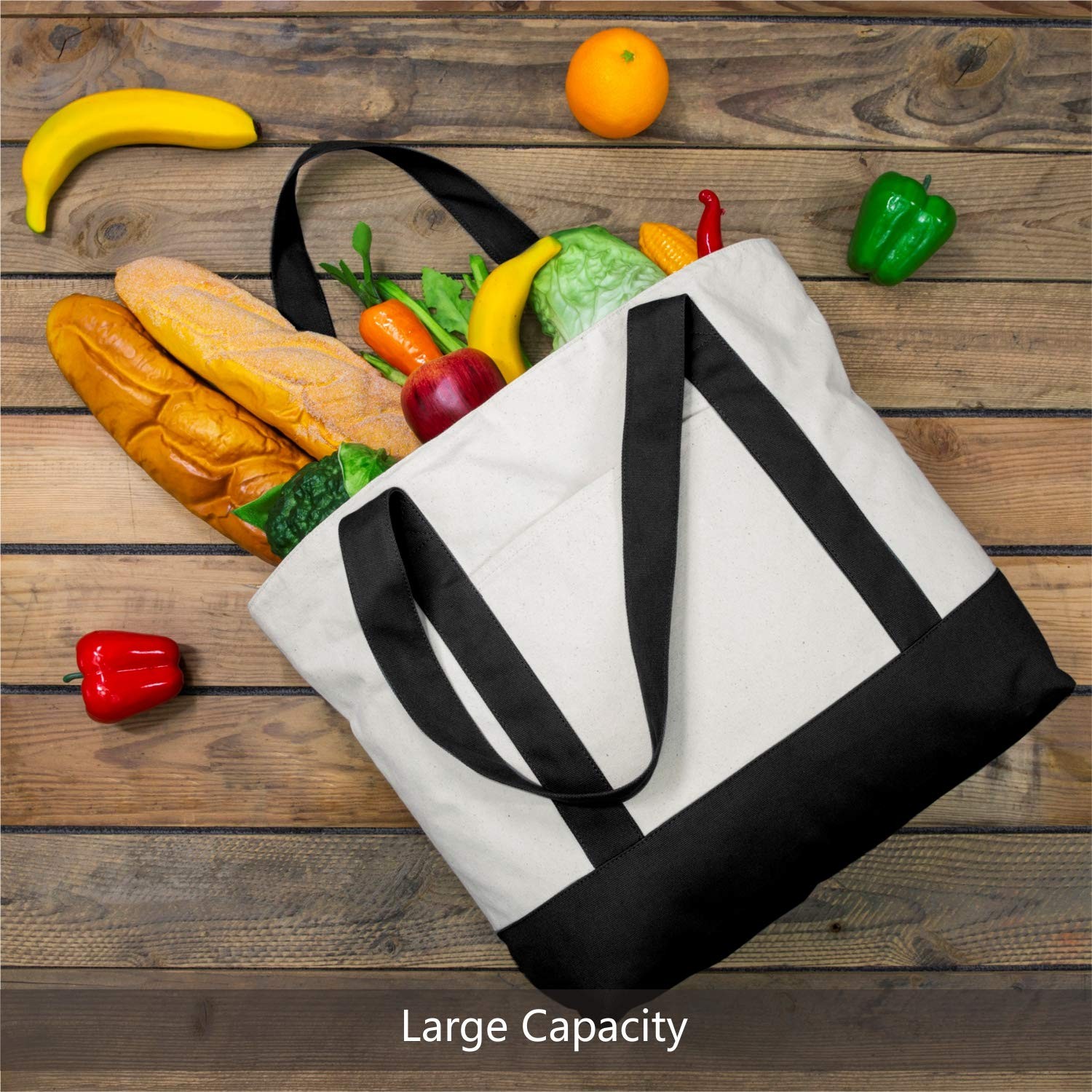 1 | 3 | 6 | 30 Pack Canvas Tote Bag with an External Pocket, Reusable Grocery…