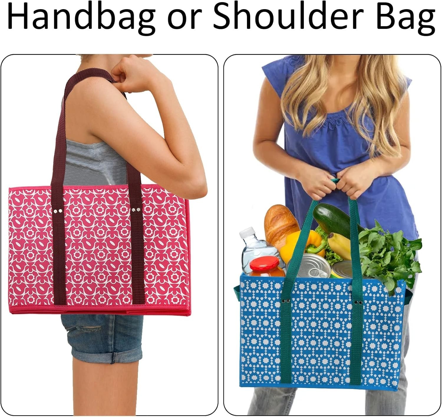 4 Pack Reusable Grocery Bags Collapsible Large Storage Box with Reinforced New