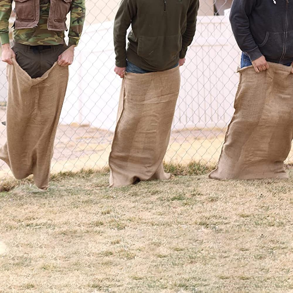 6 Pack Large Burlap Bags 40 x 24 in for Potato Sack Races, Party Favors, Games