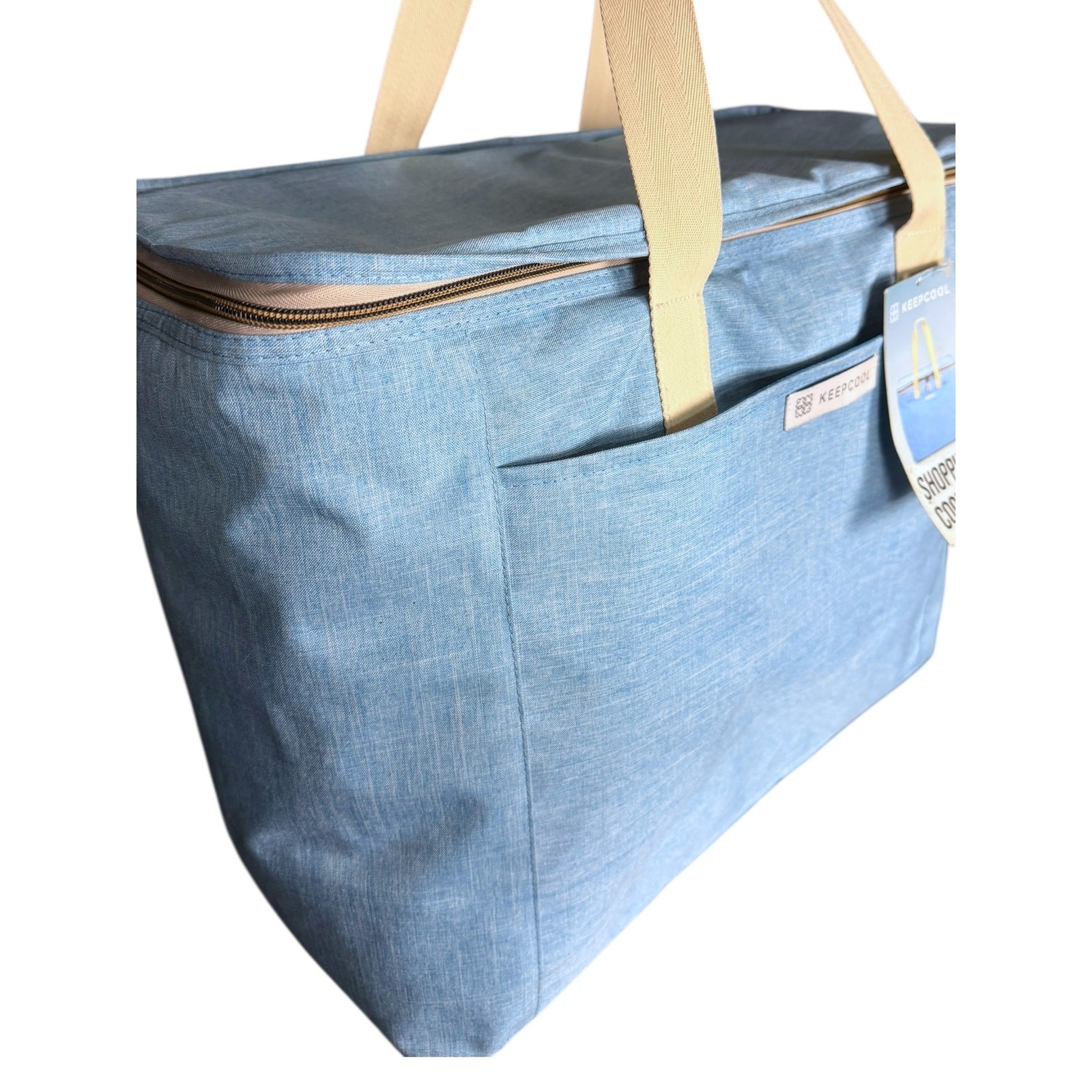 Keep Cool Insulated Reusable Shopping Bag Cooler Light Blue & Cream – NWT