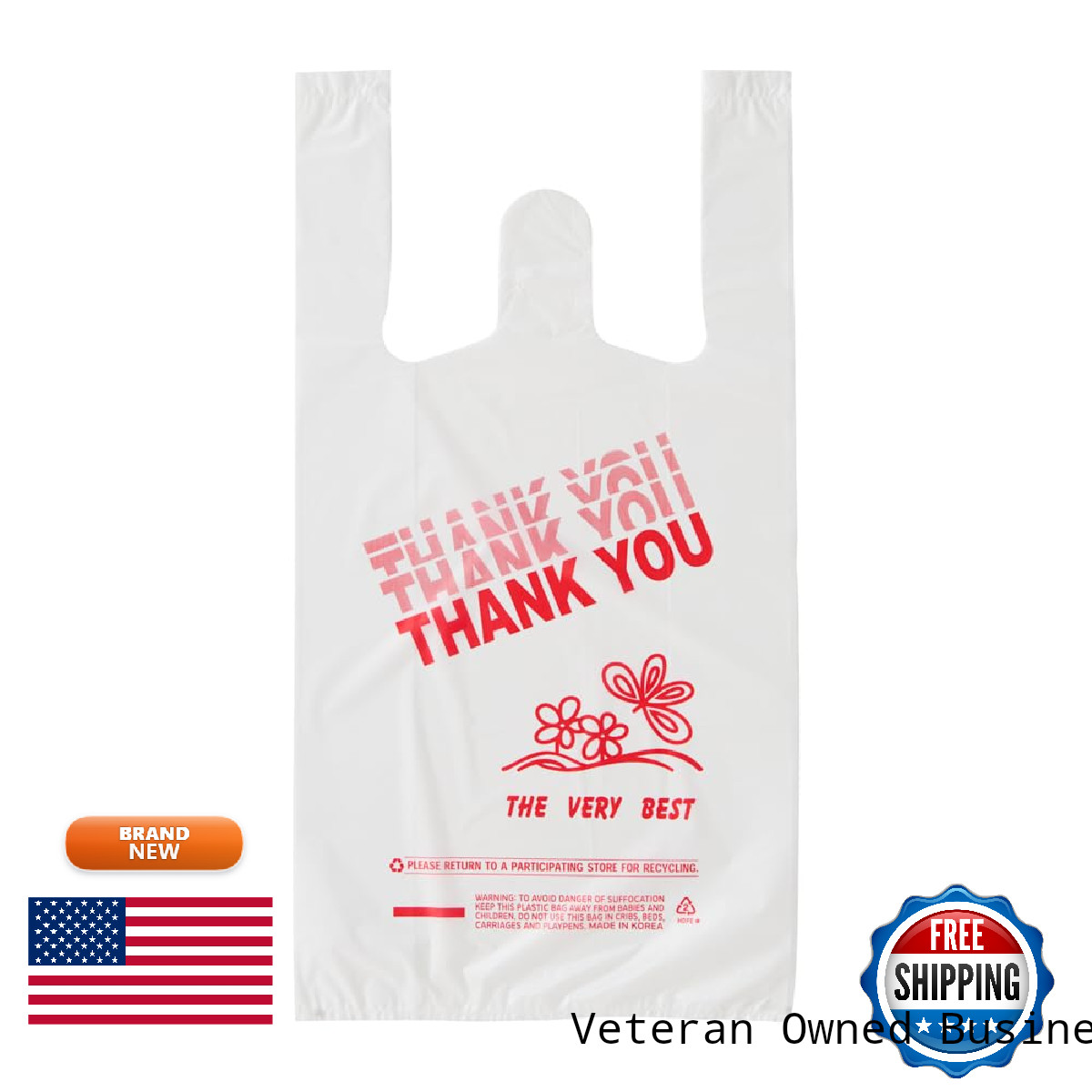 Platree Small Thank You T-Shirt Bags 800 Count 8 X 4 X 16 14 Mic 0.55 Mil Thank
