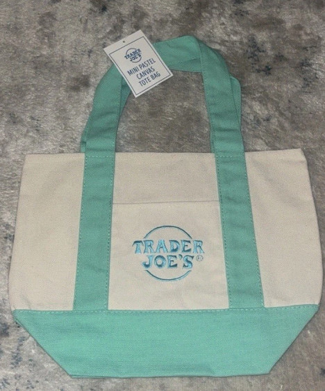 Trader Joe’s Mini Pastel Canvas Tote Bag Light Green 79986(L12)