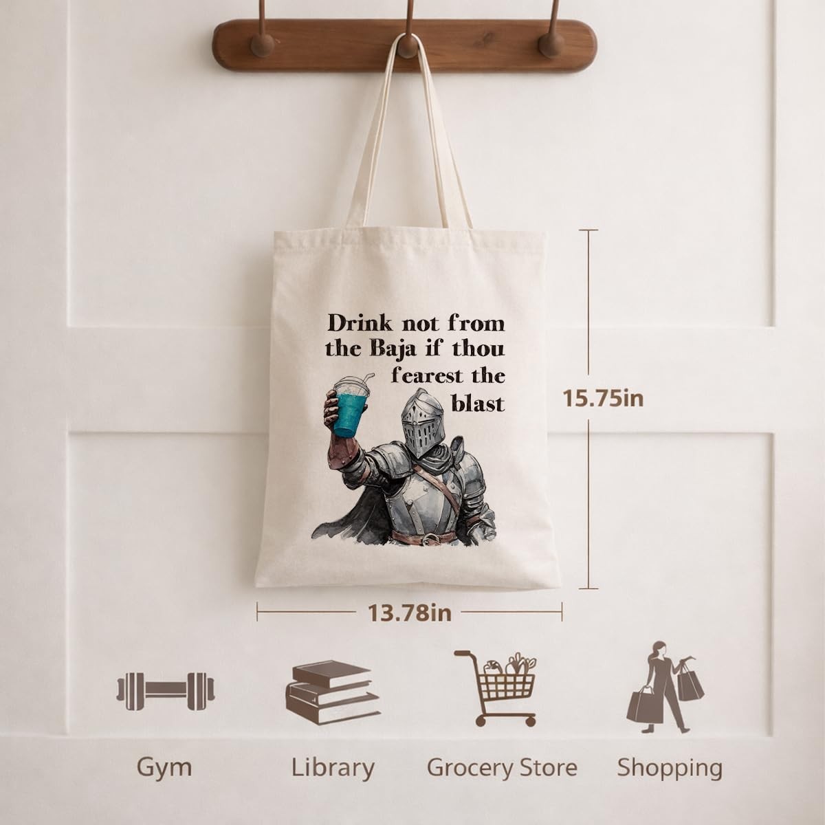 Funny Knight Tote Bag, Medieval Humor Graphic Canvas Tote Meme Quote Shoulder…
