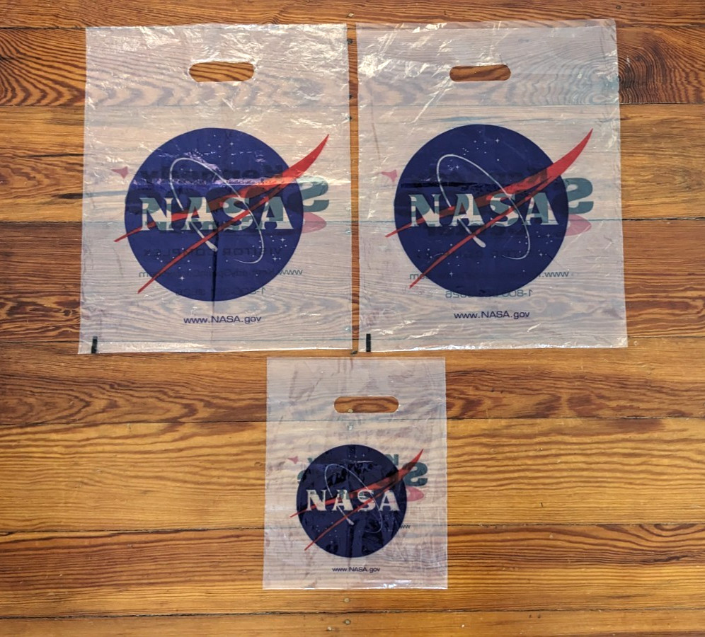LOT OF 3 NASA Kennedy Space Center Shopping Gift Clear Plastic Bags Bag souvenir