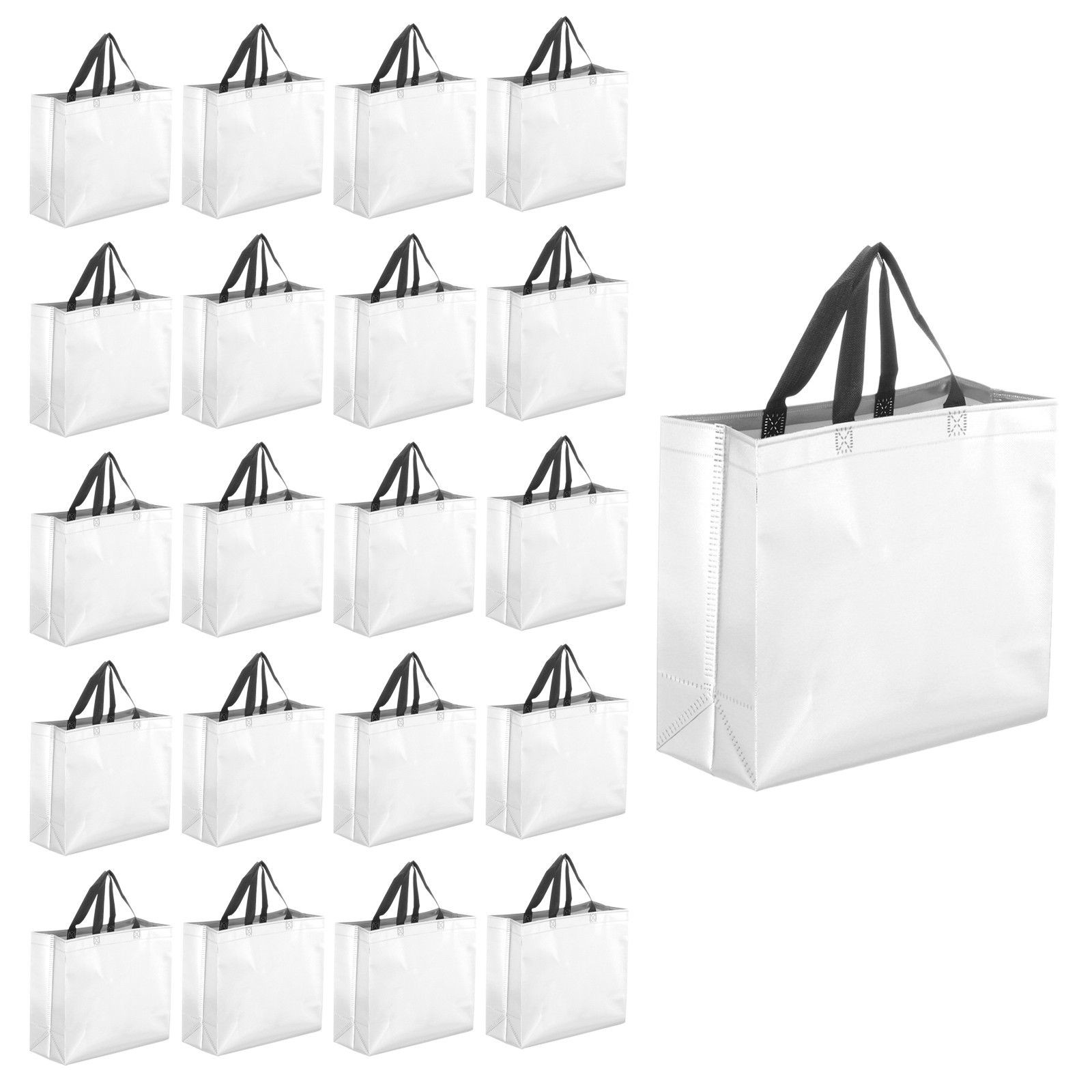 24Pcs Reusable Gift Bags with Handles 10.6 x 13 Inch Silver