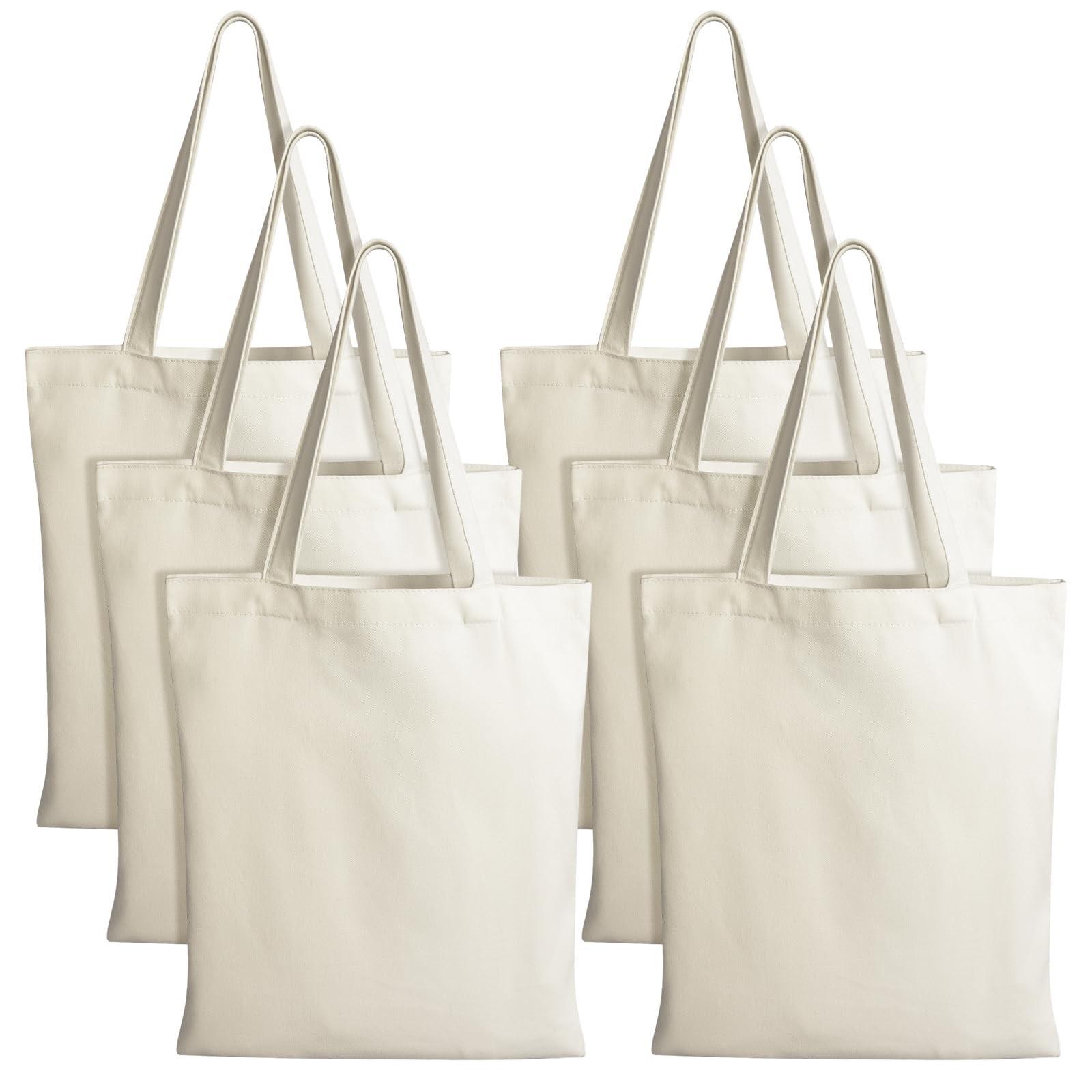 6 PCS Canvas Tote Bag, 14×16 Inches Reusable Cotton Tote Bags with Handles, H…