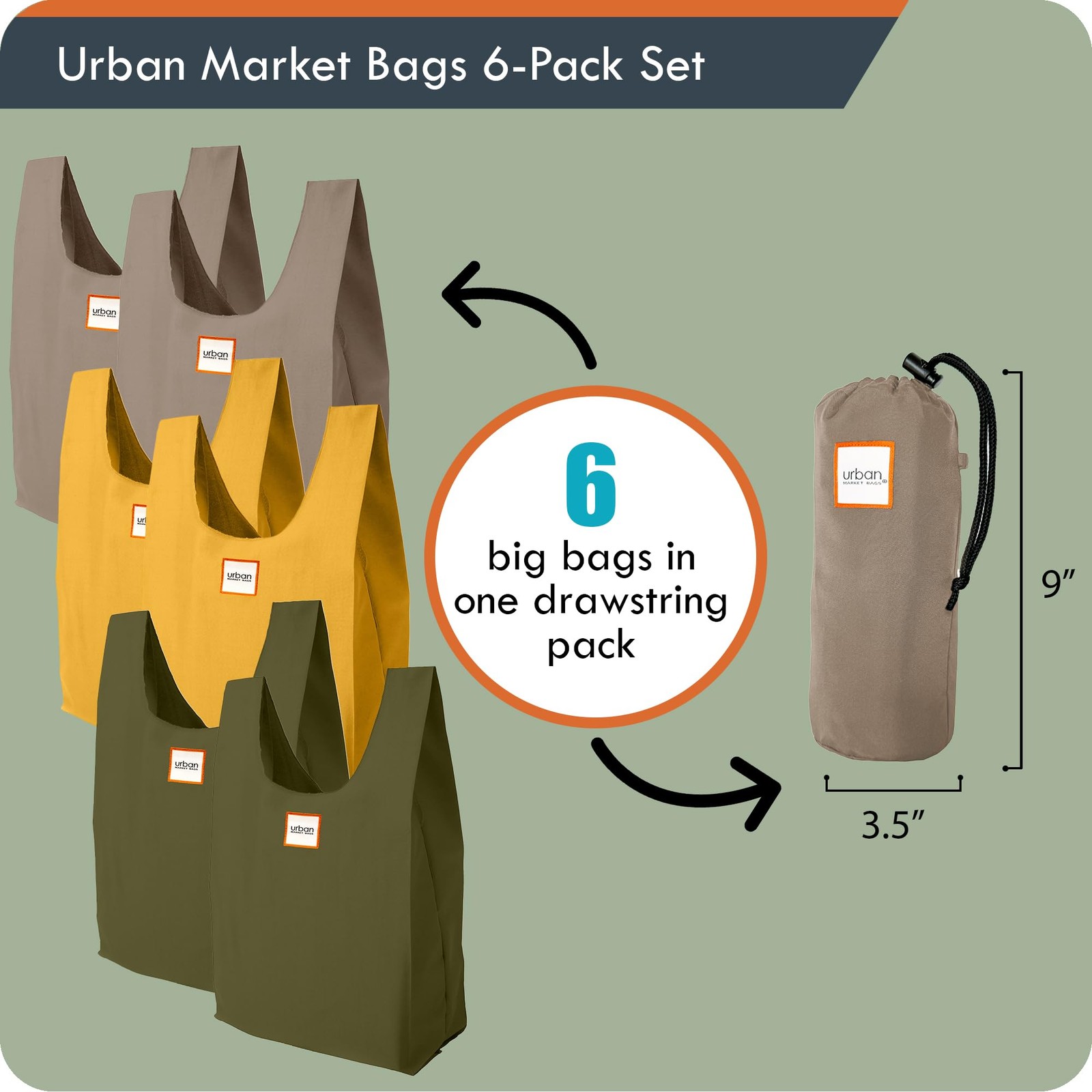 – Meadow – 6 Foldable Reusable Shopping Bags in 1 Compact Pouch, Luxury Quali…