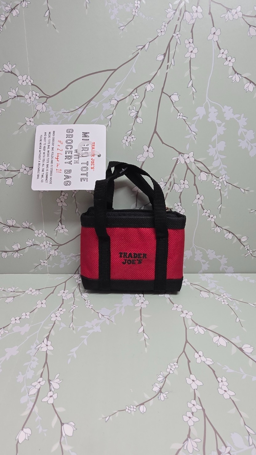 Trader Joe’s Black Trim Micro Tote With Grocery Bag 2 In 1 Mini Ltd Edition NWT
