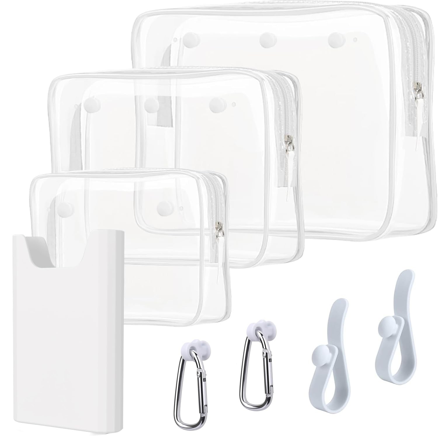 3 Pcs Clear Bogg Beach Tote Bag with 4 Insert Hooks and 1 White set of 4