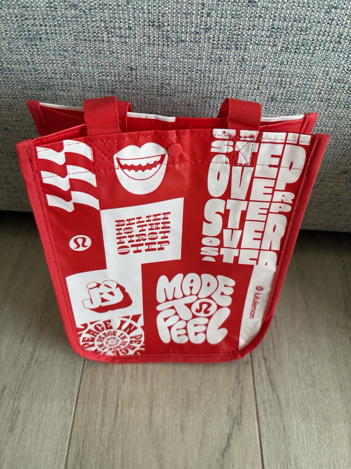Lululemon Reusable Shopping Tote Bag Red And White Design Great Condition!