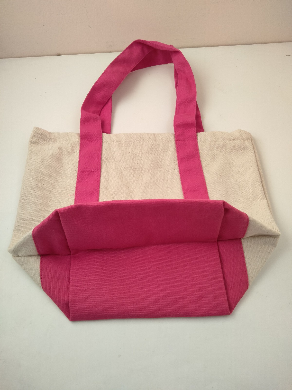 Tote Carry Bag, T-Mobile® Branded Swag, Off-White w/ Magenta Straps, 100% Cotton