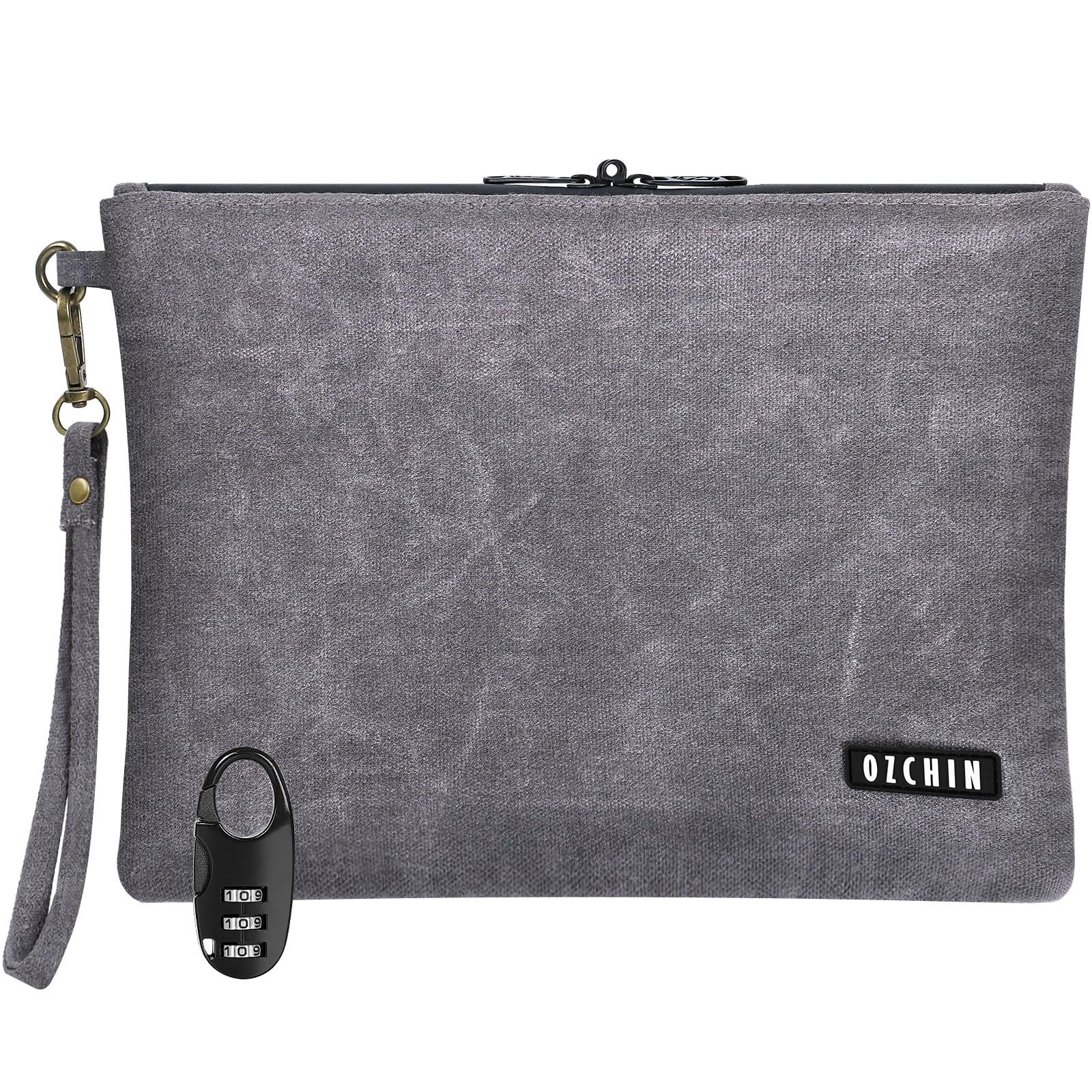 OZCHIN Smell Proof Bag Travel Storage Case 11 x 8 inches, Retro Grey
