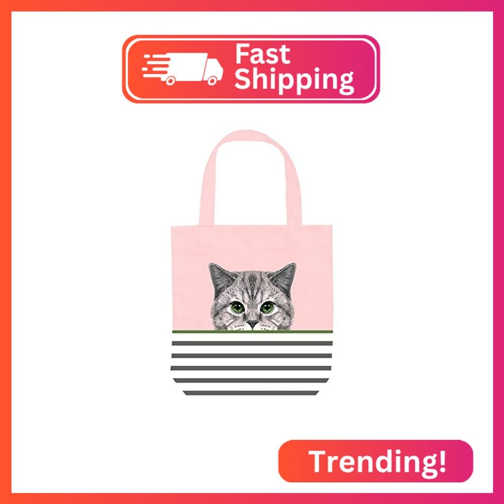 CurryFerry Cute Pink Cat Tote Bag – Cat Gifts for Women – Mom Gifts – Birthday B