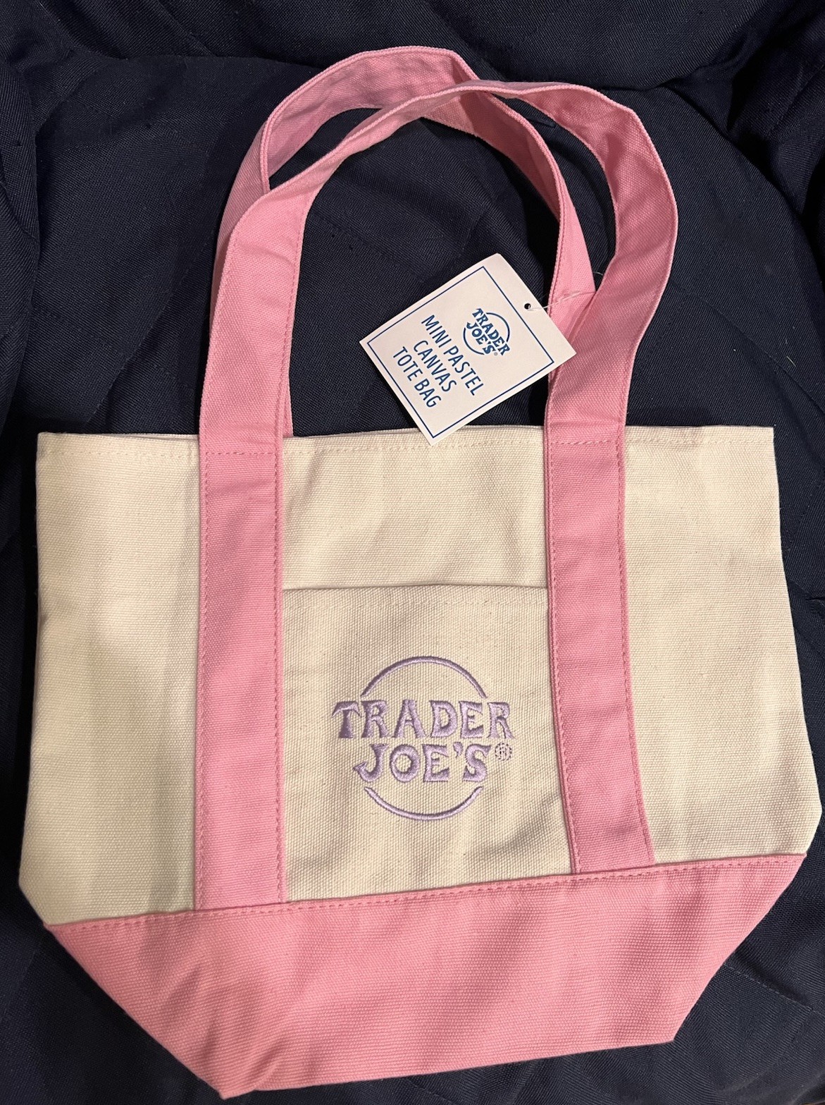 Trader Joe’s VIRAL Mini Pastel Canvas Pink Tote Bag New Limited Edition