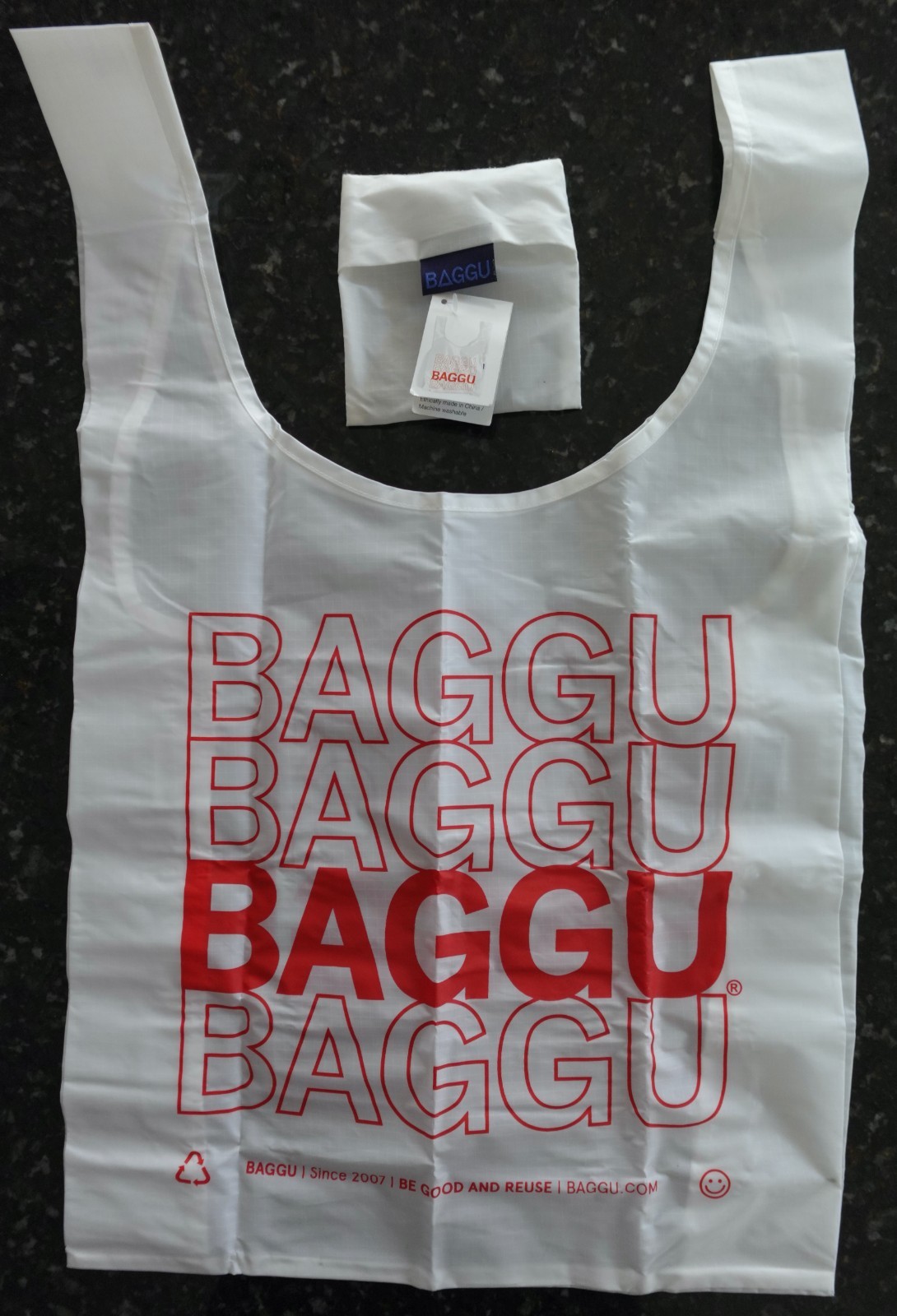 NWT Baggu “BAGGU” Standard Reusable Bag Thank You White Rare OOP November/2016