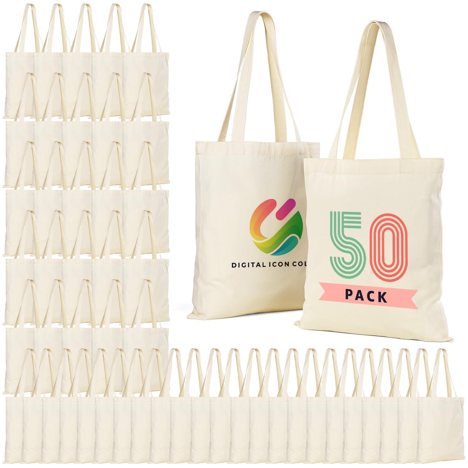 Canvas Tote Bag Bulk for Business or Group (50 Pack)