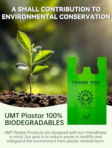 “200 Large Recyclable Compostable Biodegradable T-Shirt Grocery Bags 11.5×6.25×2