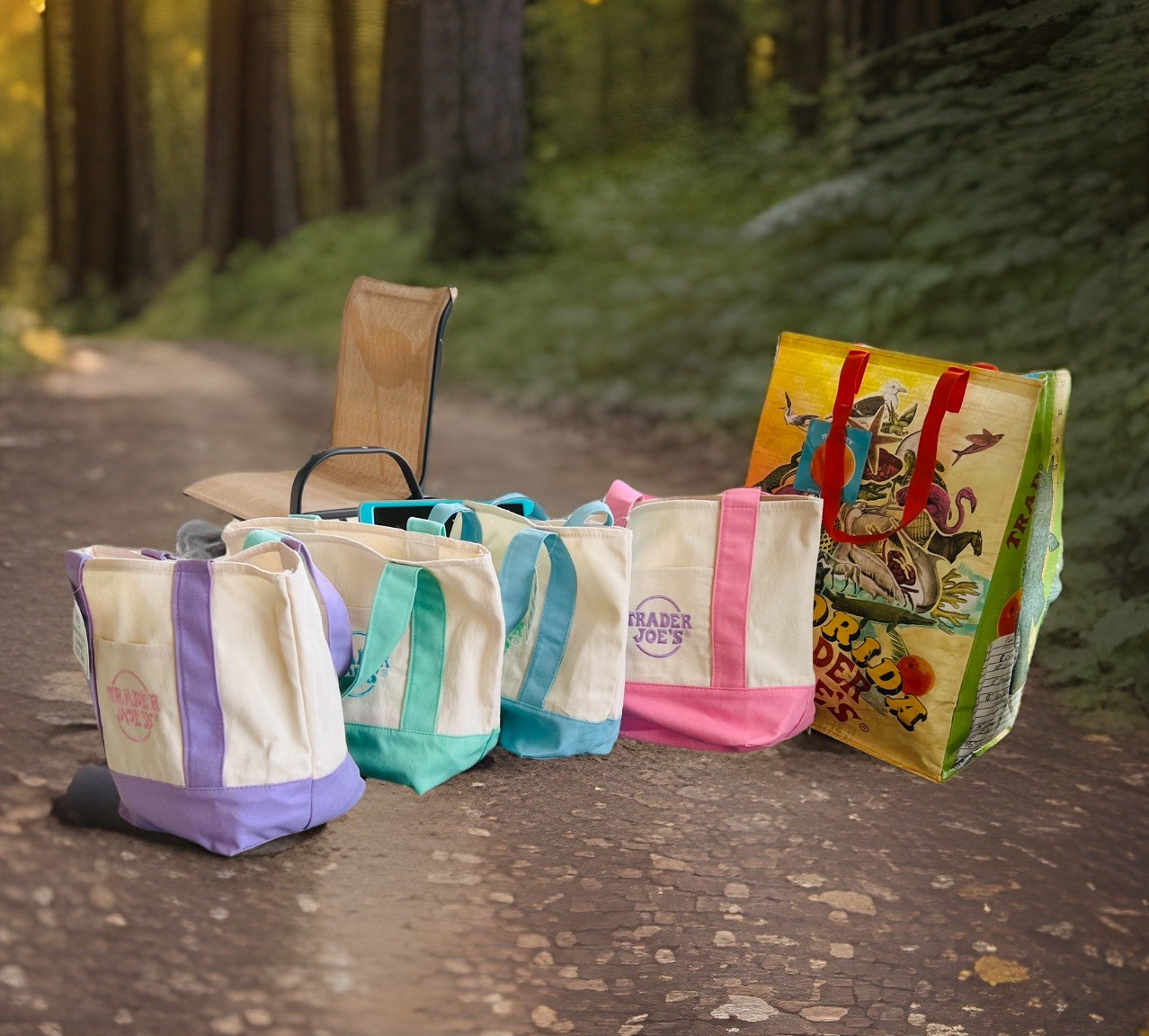Set of 4 + Bonus bag Trader Joe’s 2026 Mini Pastel Canvas Tote Bags