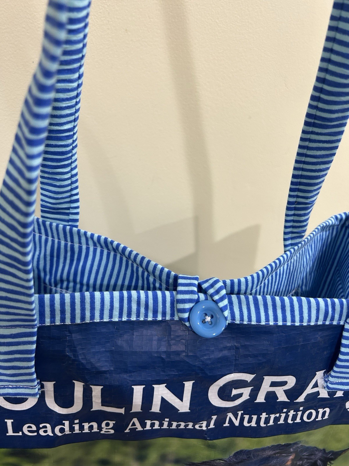 UpCycled feed bag, Reusable Grocery Bags, Tote Bags